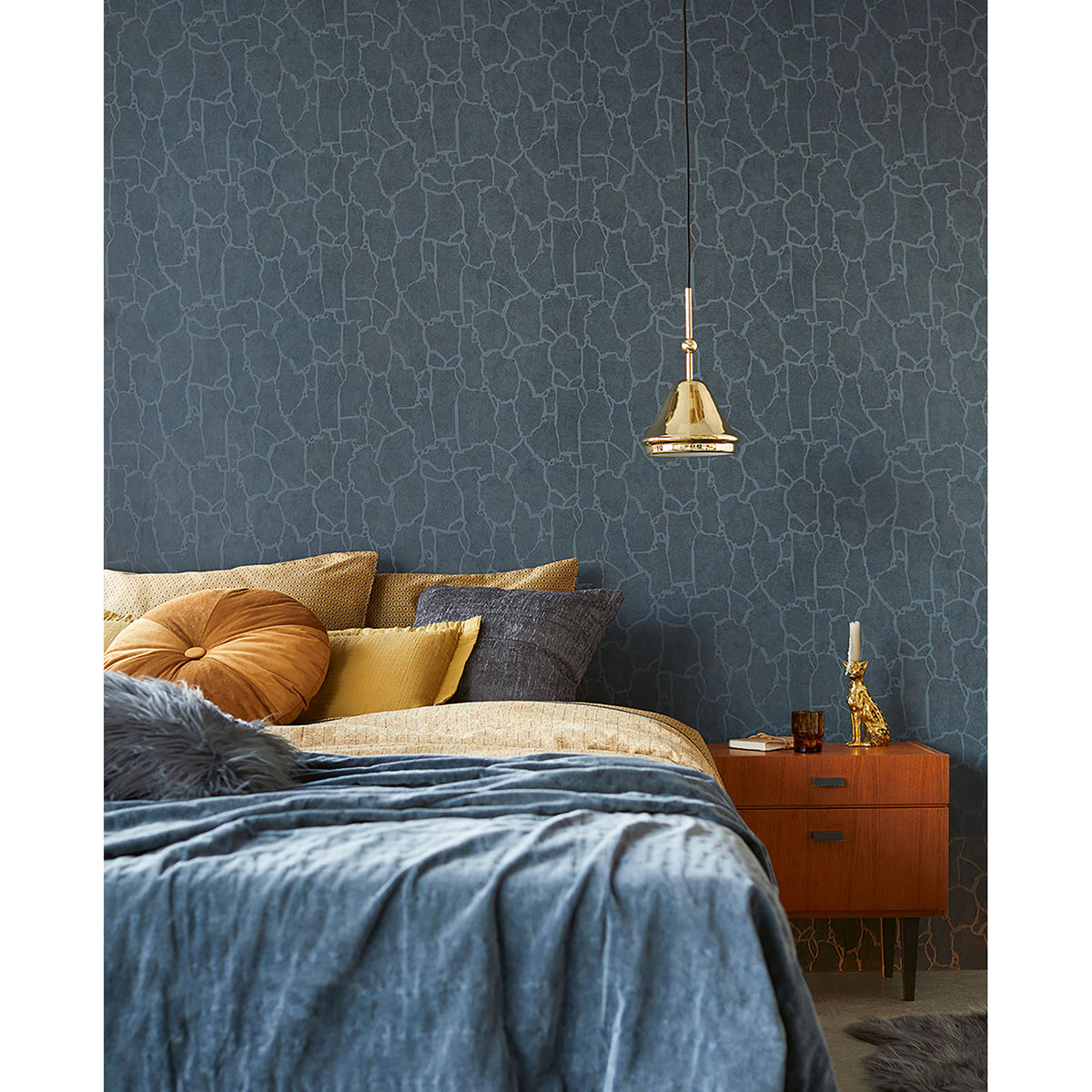 Kordofan Indigo Giraffe Wallpaper - Brewster Wallcovering