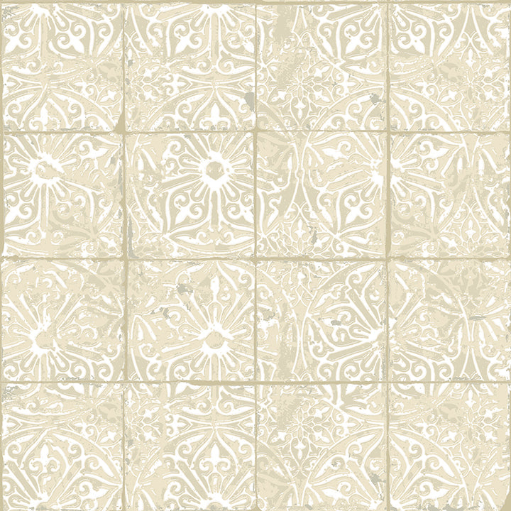 Picture of Cream Provincial Tile Peel and Stick Wallpaper