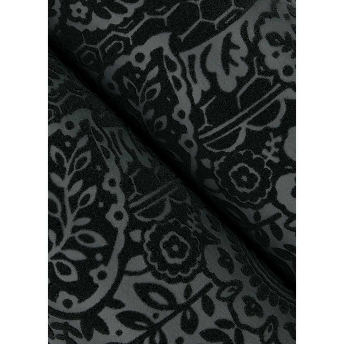 Maris Charcoal Flock Damask Wallpaper - Brewster Wallcovering