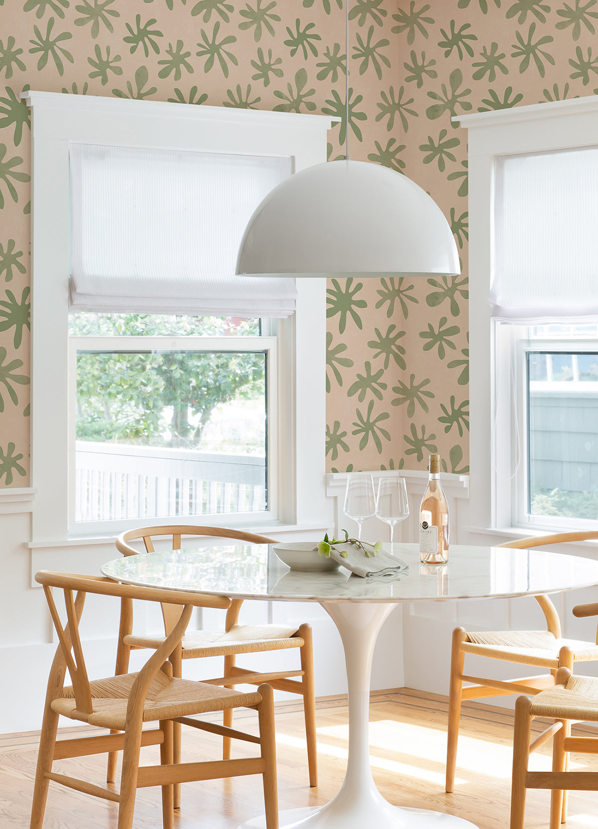 Blush and Sage Field of Flowers Peel and Stick Wallpaper - Brewster Wallcovering