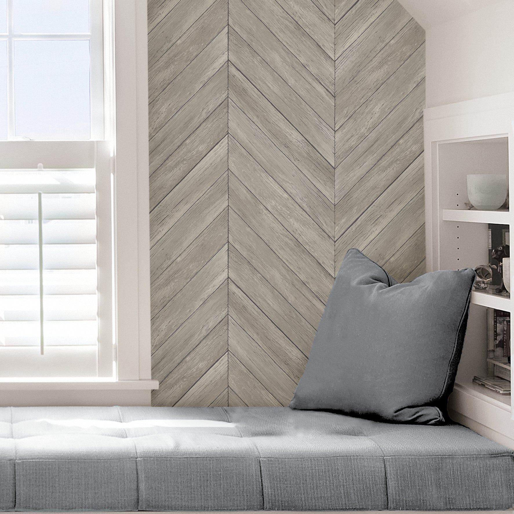 Wildwood Ash Chevron Peel and Stick Wallpaper - Brewster Wallcovering