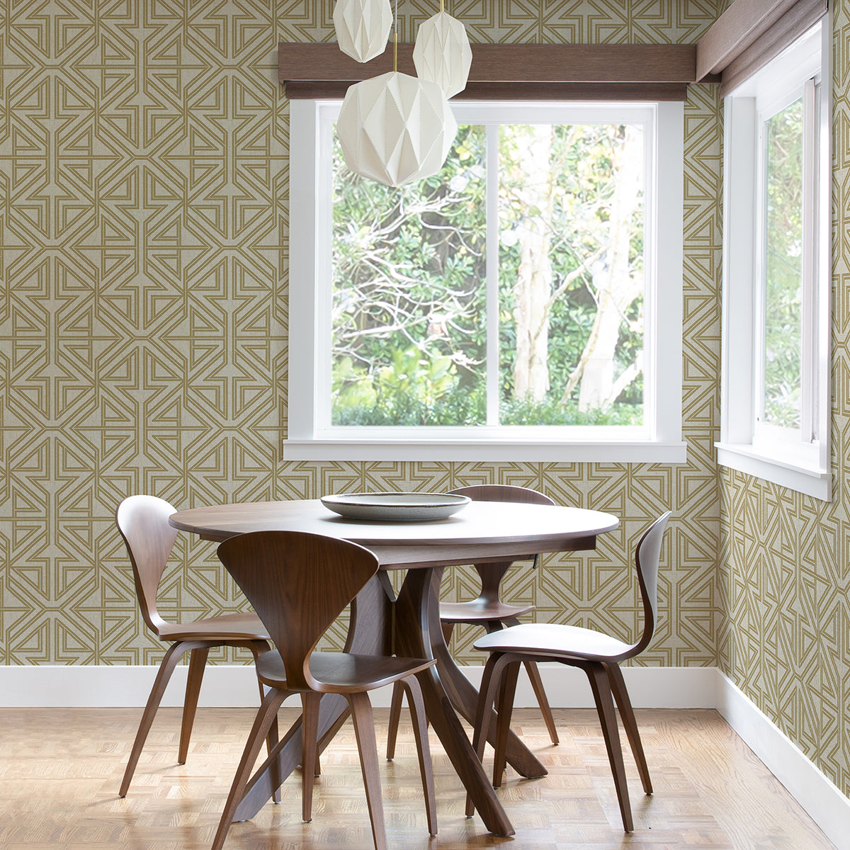 Kachel Gold Geometric Wallpaper - Brewster Wallcovering