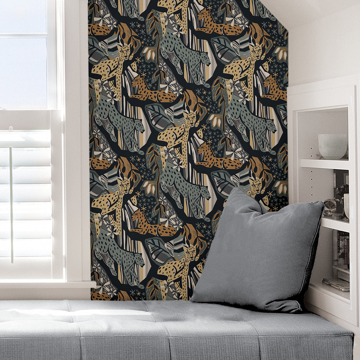 Navy Gold Cat Nap Peel and Stick Wallpaper - Brewster Wallcovering