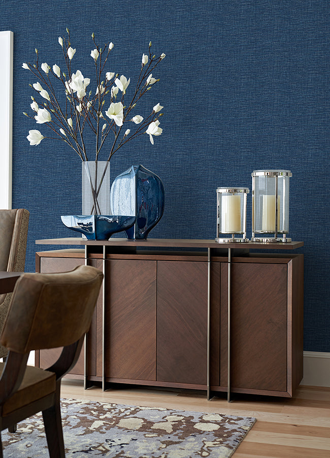 Exhale Dark Blue Texture Wallpaper - Brewster Wallcovering