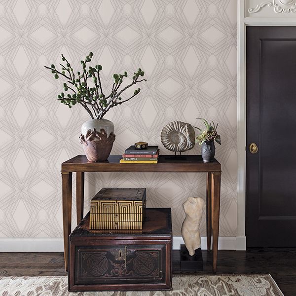 Relativity Off-White Geometric Wallpaper - Brewster Wallcovering