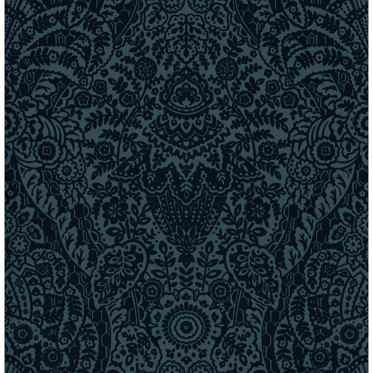 Picture of Maris Indigo Flock Damask Wallpaper