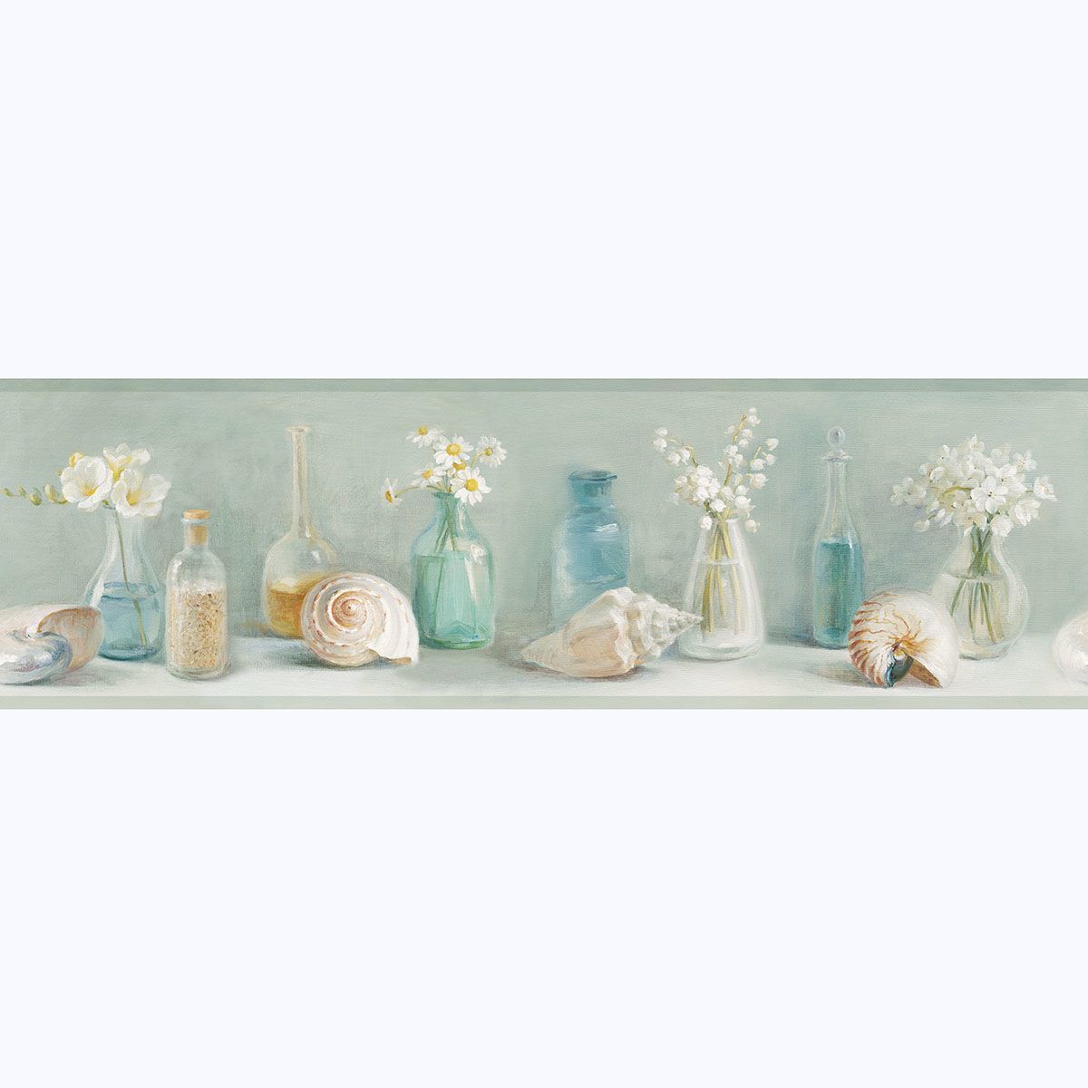 Picture of Cahoon Teal Vases Border