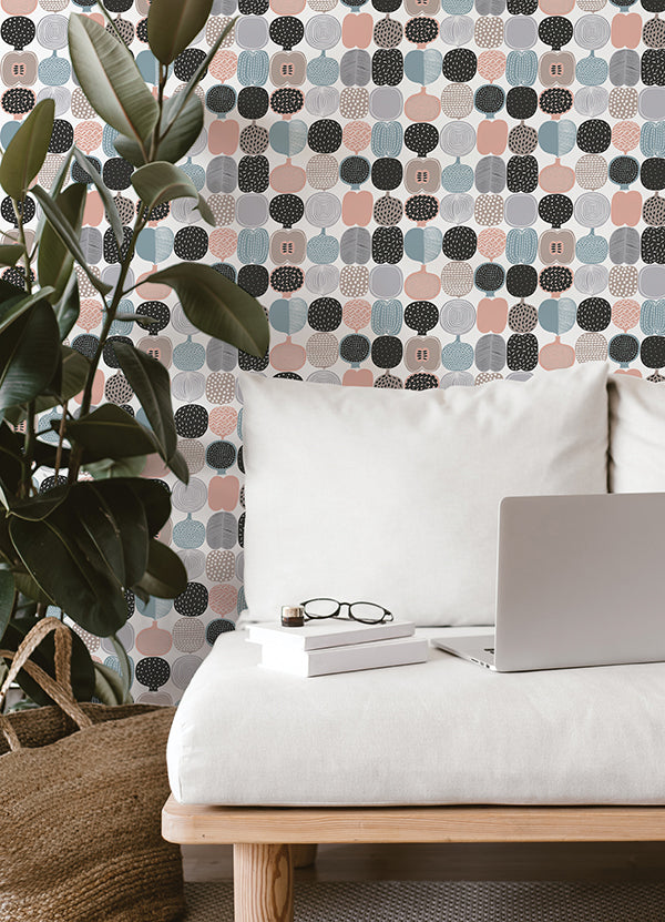 Pink and Grey Kompotti Peel and Stick Wallpaper - York Wallcovering - MKS4500