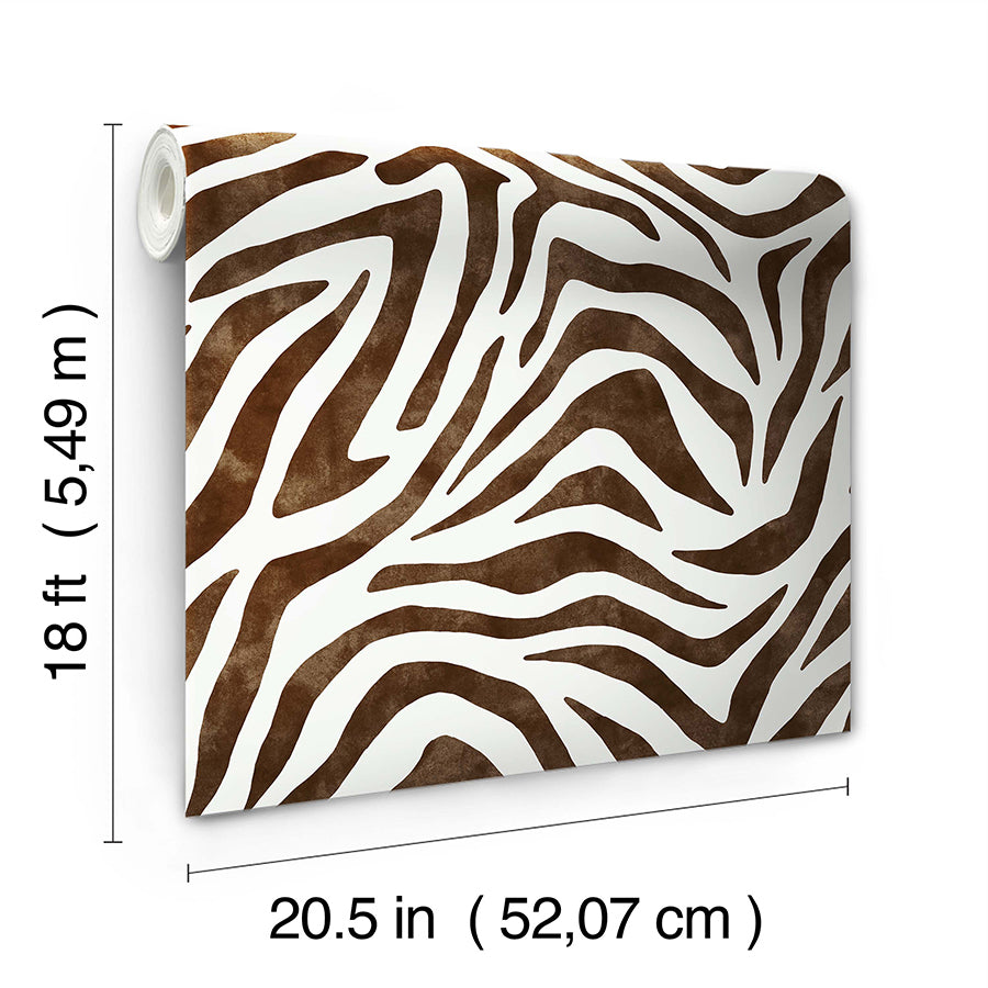 Brown RuZebra Peel and Stick Wallpaper - Brewster Wallcovering