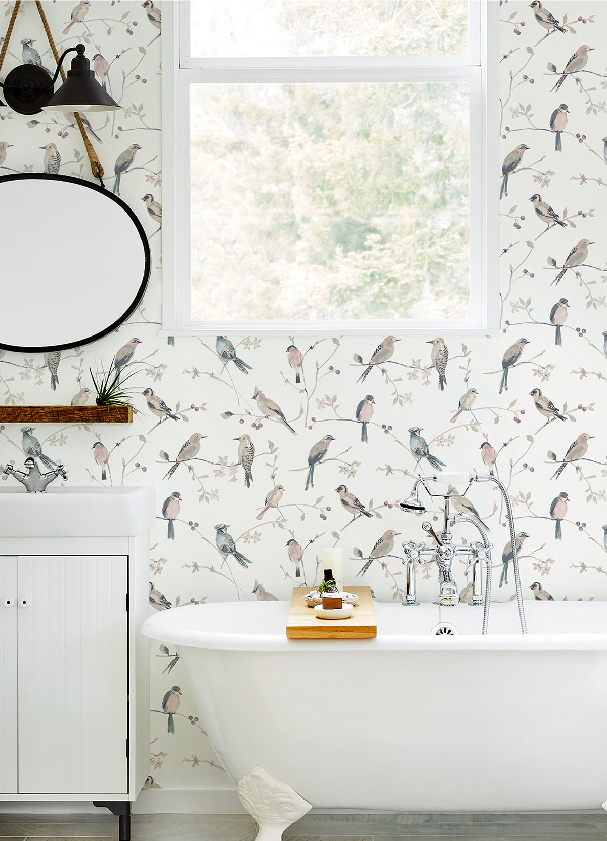 Birdsong Mauve Trail Wallpaper - Brewster Wallcovering