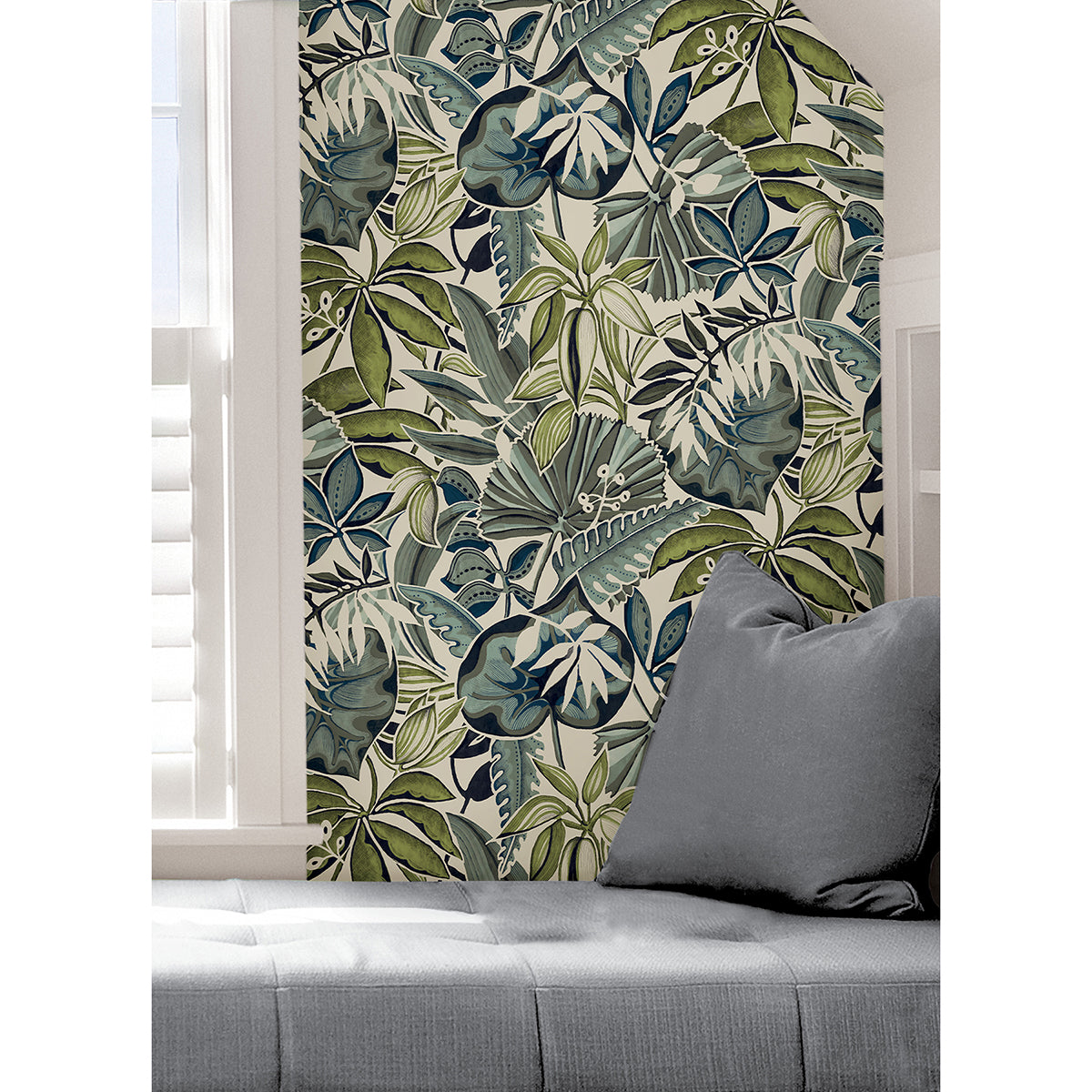 Slate Feuilles Peel and Stick Wallpaper - Brewster Wallcovering