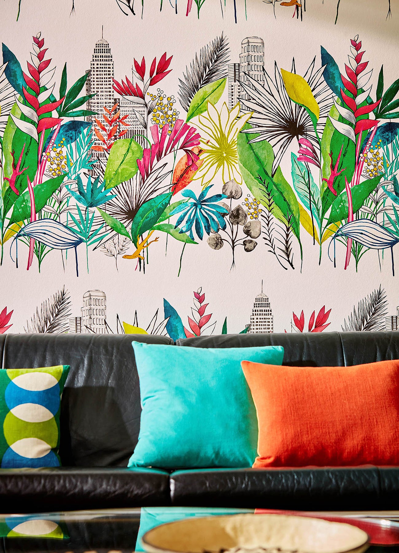 Sierra Multicolor Urban Tropic Wallpaper - Brewster Wallcovering