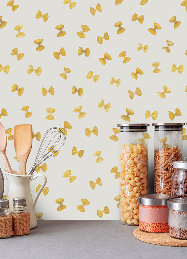 White Pasta Peel and Stick Wallpaper - Brewster Wallcovering