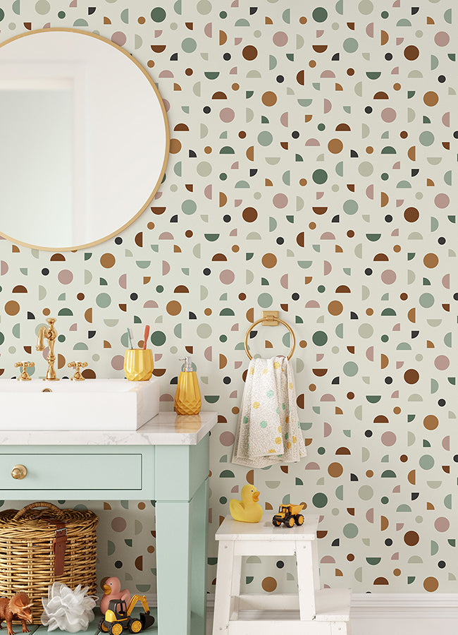 Marilee Multicolor Circles Wallpaper - Brewster Wallcovering