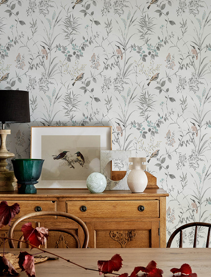 Imperial Garden Neutral Botanical Wallpaper - Brewster Wallcovering