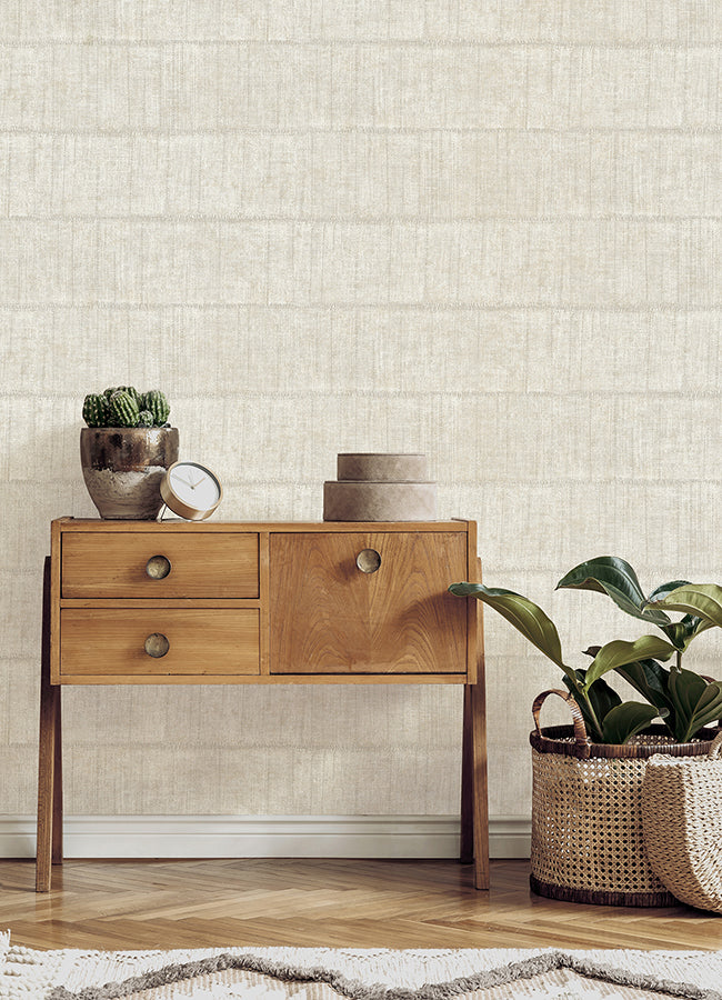 Blake Bone Texture Stripe Wallpaper - Brewster Wallcovering