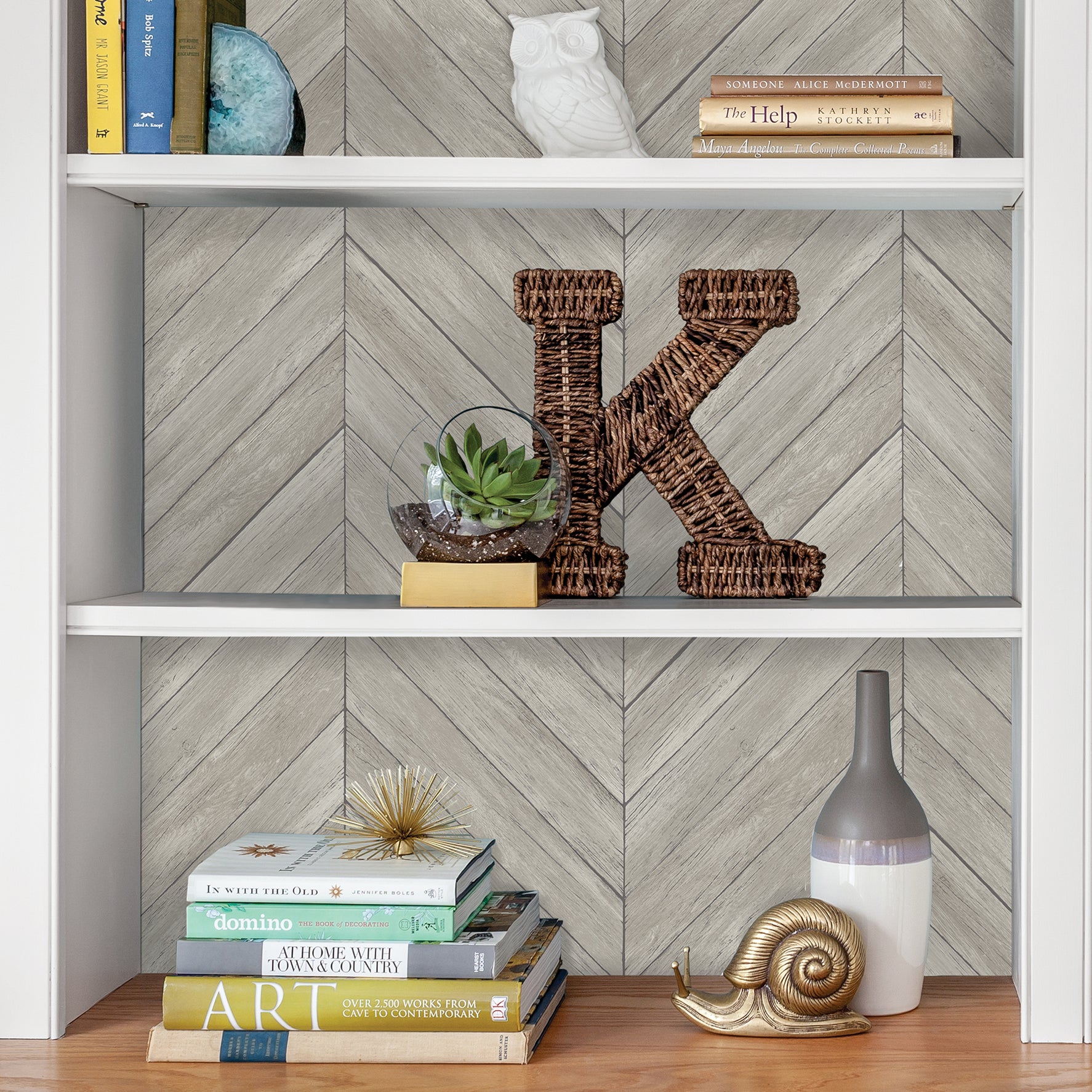 Wildwood Ash Chevron Peel and Stick Wallpaper - Brewster Wallcovering