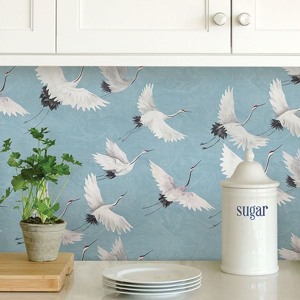 Blue Halcyon Peel & Stick Wallpaper - Brewster Wallcovering