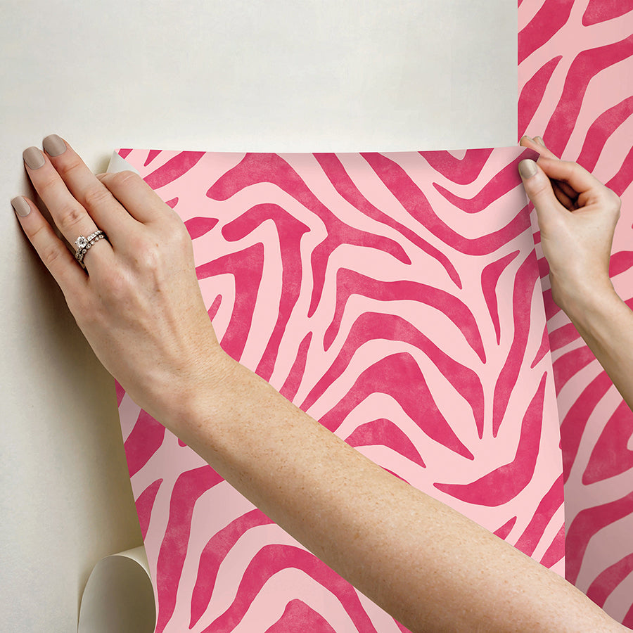 Pink and red RuZebra Peel and Stick Wallpaper - Brewster Wallcovering