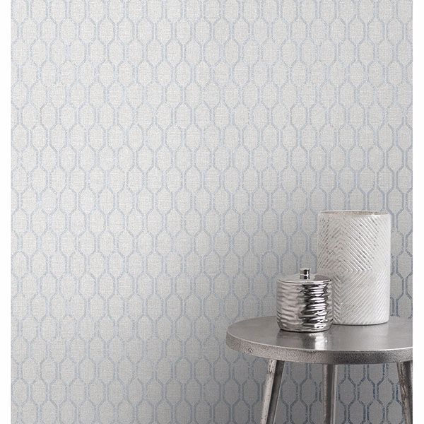 Elodie Light Grey Geometric Wallpaper - Brewster Wallcovering