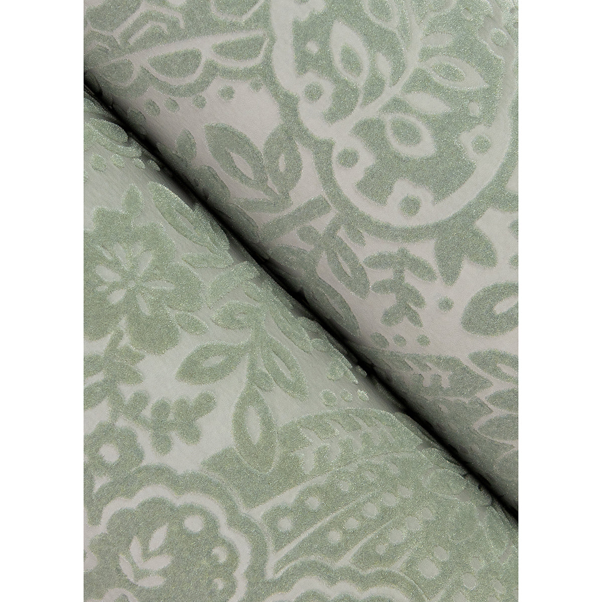 Maris Silver Flock Damask Wallpaper - Brewster Wallcovering