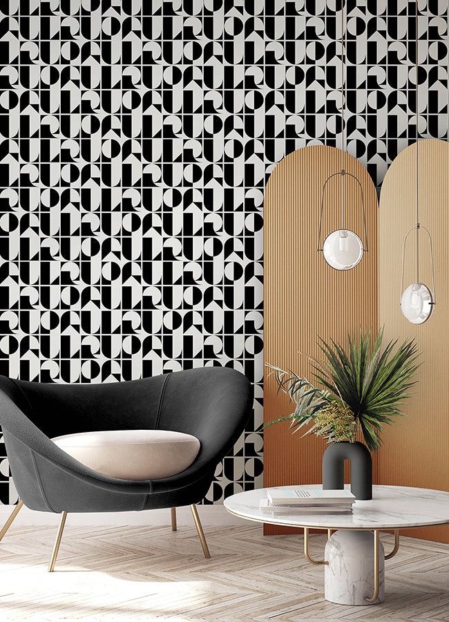 Black RuDeco Peel and Stick Wallpaper - Brewster Wallcovering