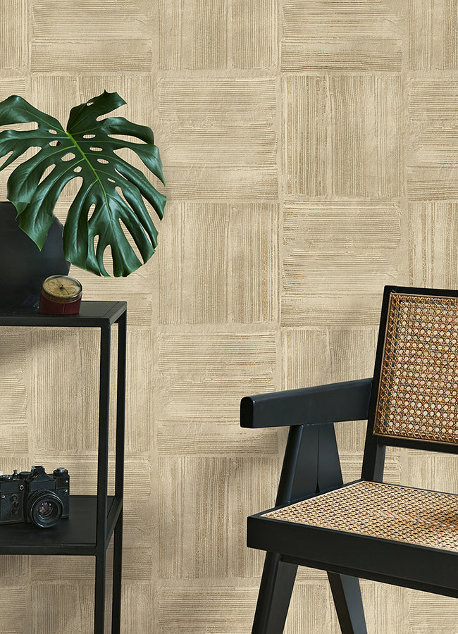 Jasper Neutral Block Texture Wallpaper - Brewster Wallcovering