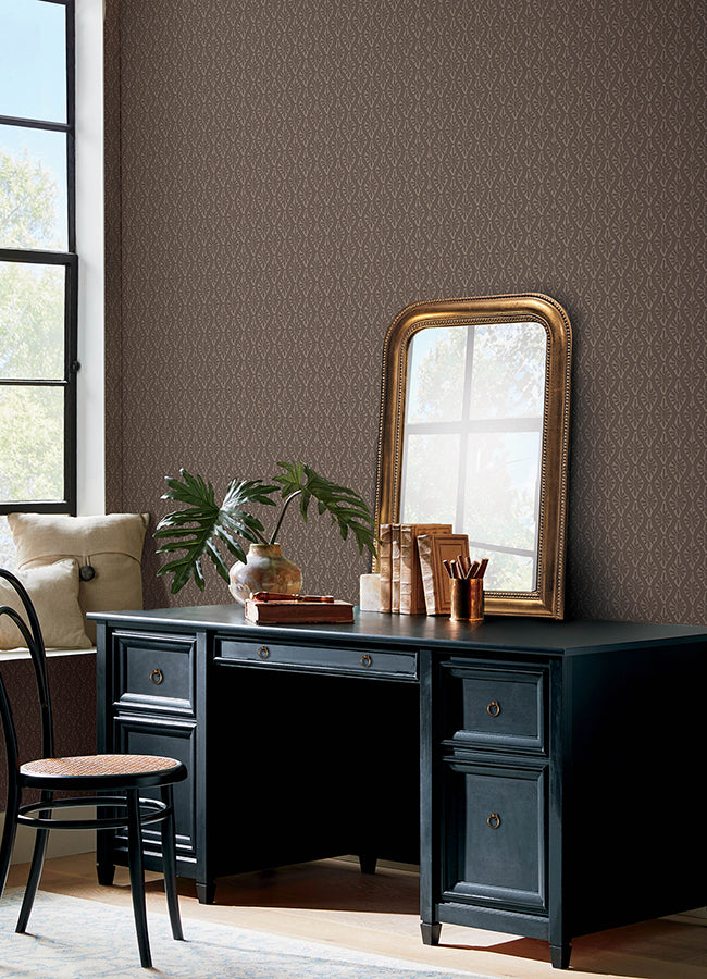 CLJ Nova Carob Brown Peel and Stick Wallpaper - Brewster Wallcovering