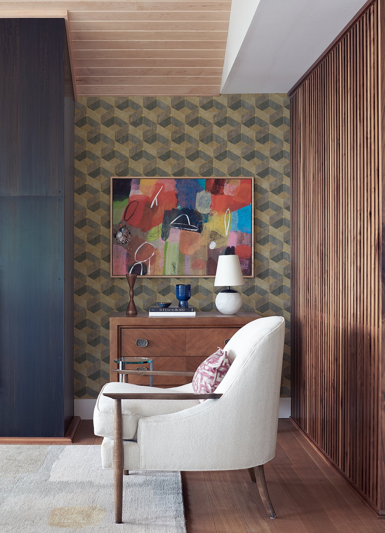 Muir Neutral Geo Wallpaper - Brewster Wallcovering