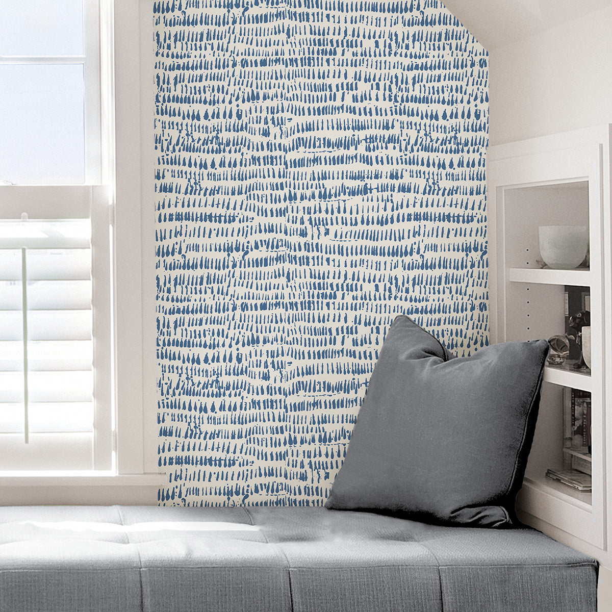 Blue Kylver Peel and Stick Wallpaper - Brewster Wallcovering