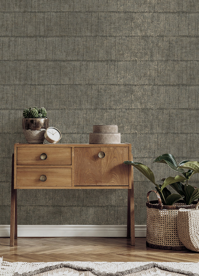 Blake Dark Grey Texture Stripe Wallpaper - Brewster Wallcovering