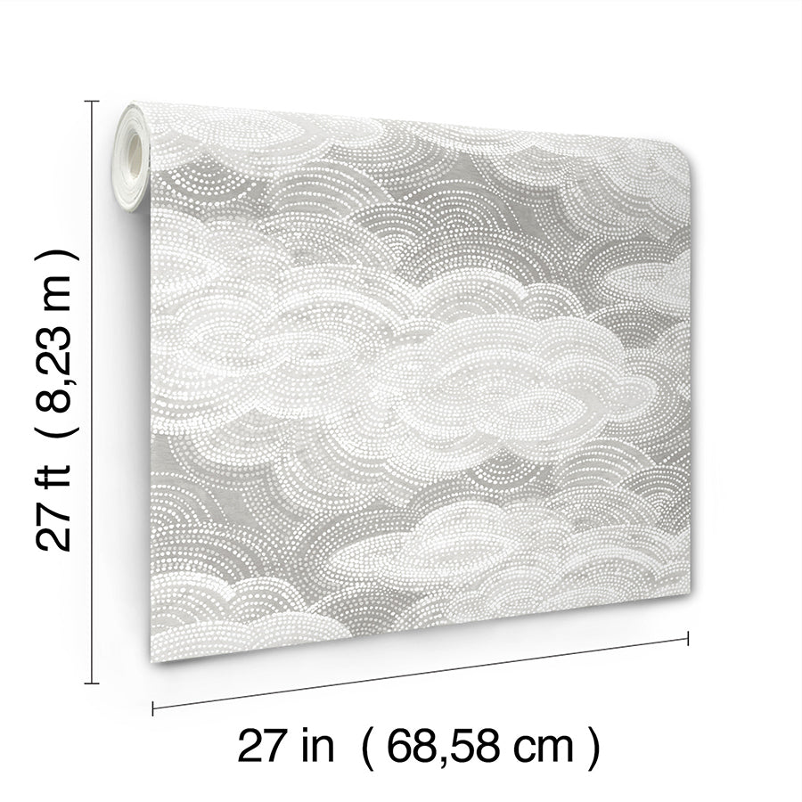 Vision Grey Stipple Clouds Wallpaper - Brewster Wallcovering