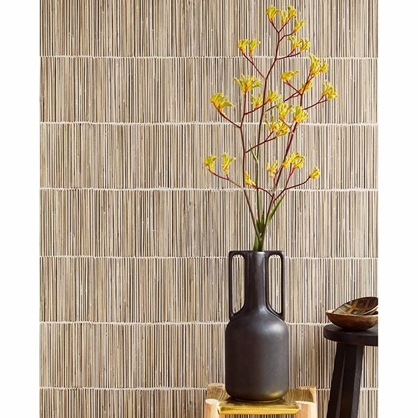 Aspen Neutral Natural Stripe Wallpaper - Brewster Wallcovering