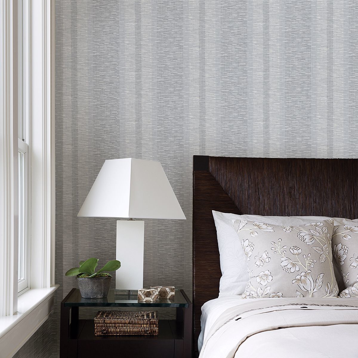 Pezula Slate Texture Stripe Wallpaper - Brewster Wallcovering