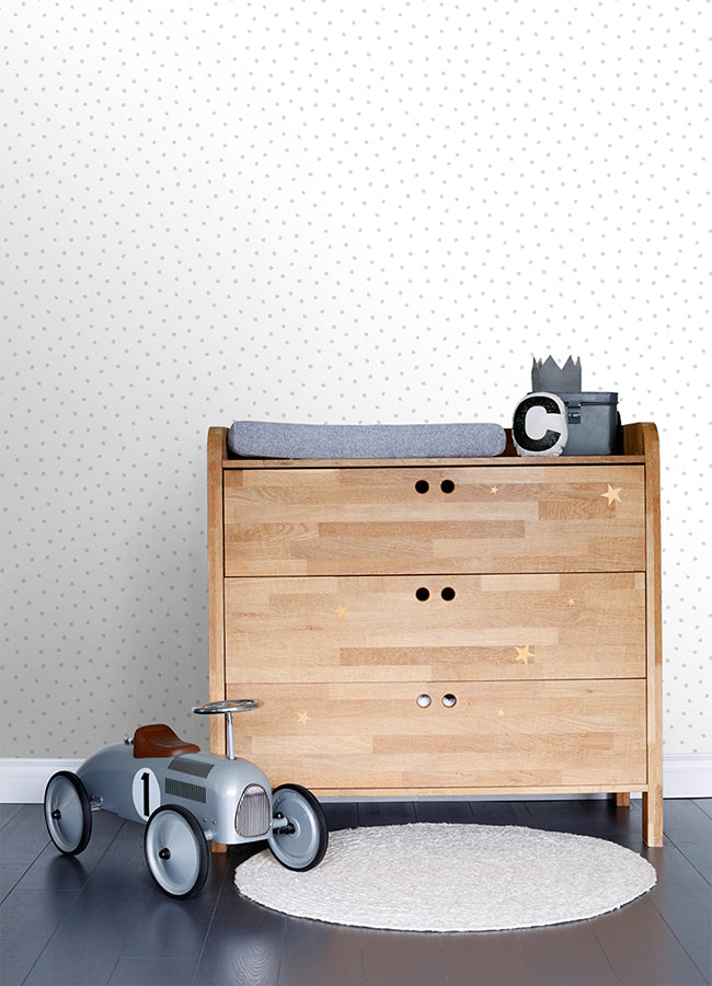 Pixie Grey Dots Wallpaper - Brewster Wallcovering