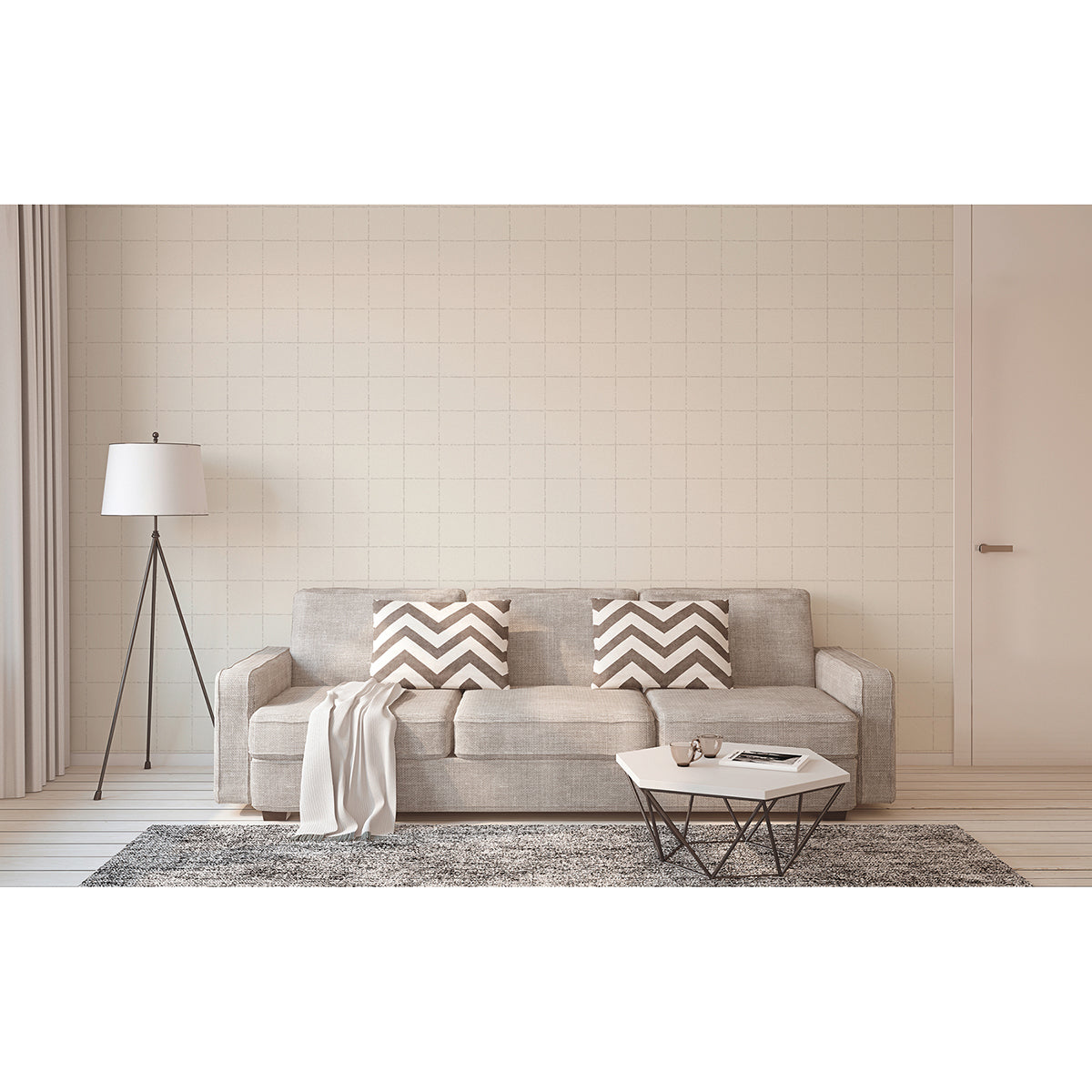 Kishi White Tile Wallpaper - Brewster Wallcovering