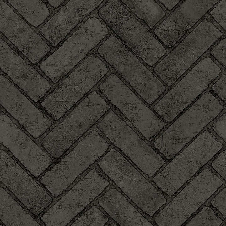 Picture of Canelle Black Brick Herringbone Wallpaper