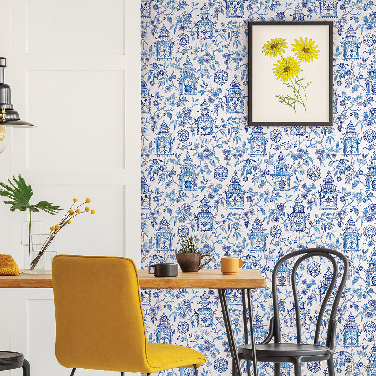 Blue Danson Peel and Stick Wallpaper - Brewster Wallcovering