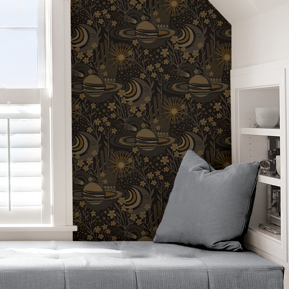 Black Ethereal Cosmos Peel and Stick Wallpaper - Brewster Wallcovering