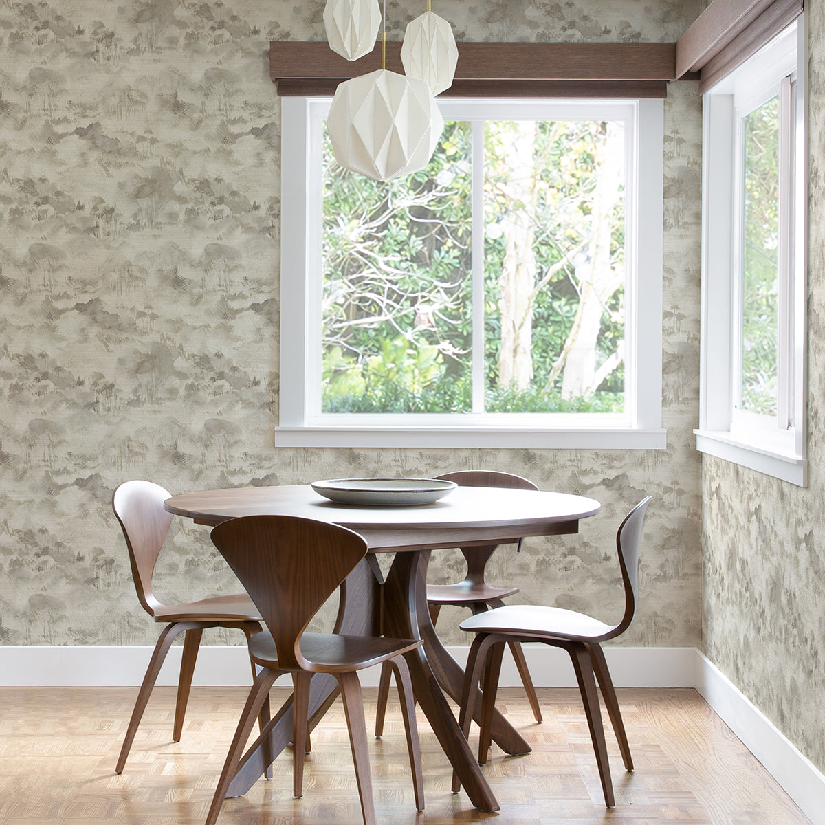 Nara Taupe Toile Wallpaper - Brewster Wallcovering