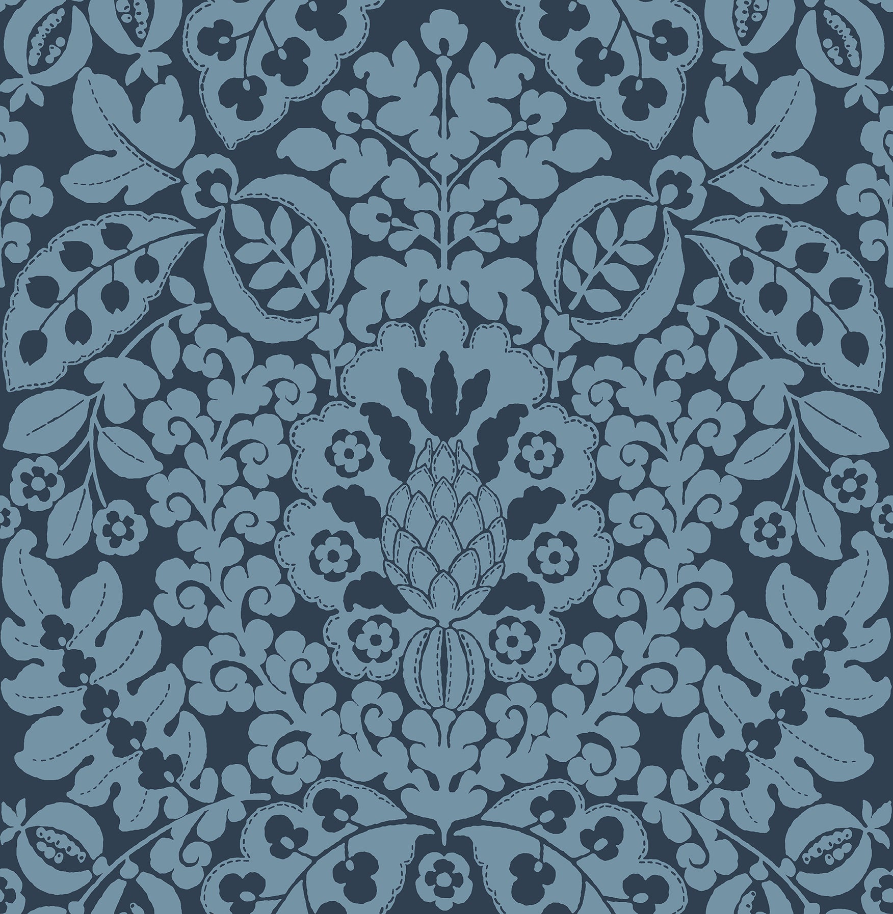 Picture of Marni Navy Fruit Damask Wallpaper