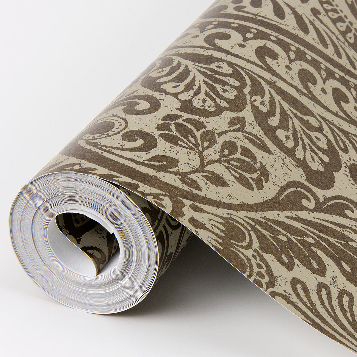 Artemis Bronze Floral Damask Wallpaper - Brewster Wallcovering