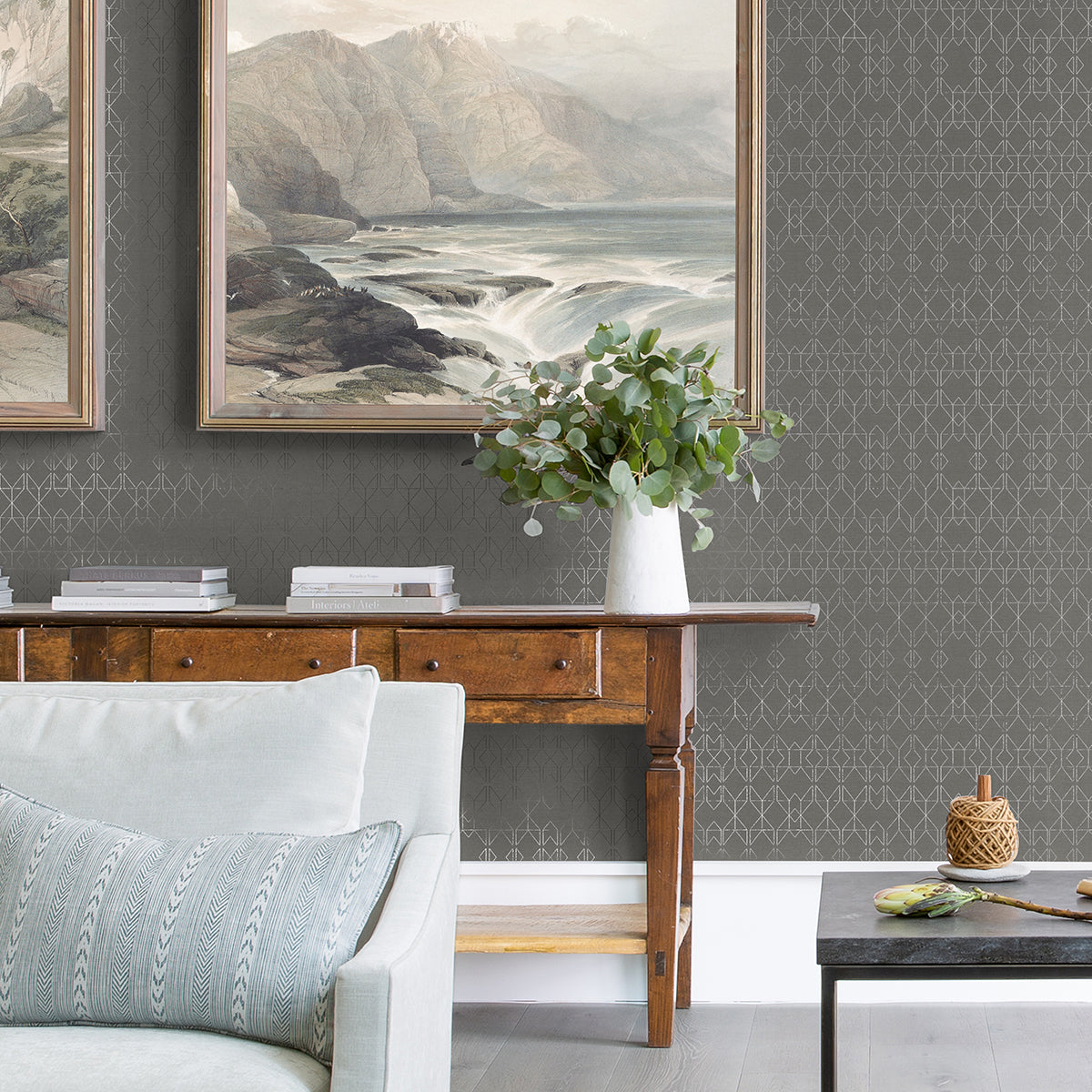 Paititi Sterling Diamond Trellis Wallpaper - Brewster Wallcovering