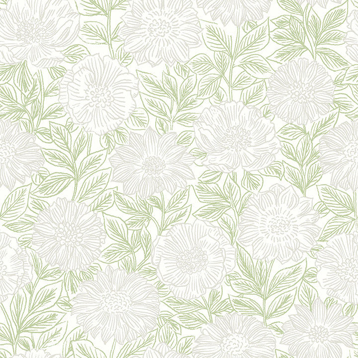 Picture of Faustin Green Floral Wallpaper