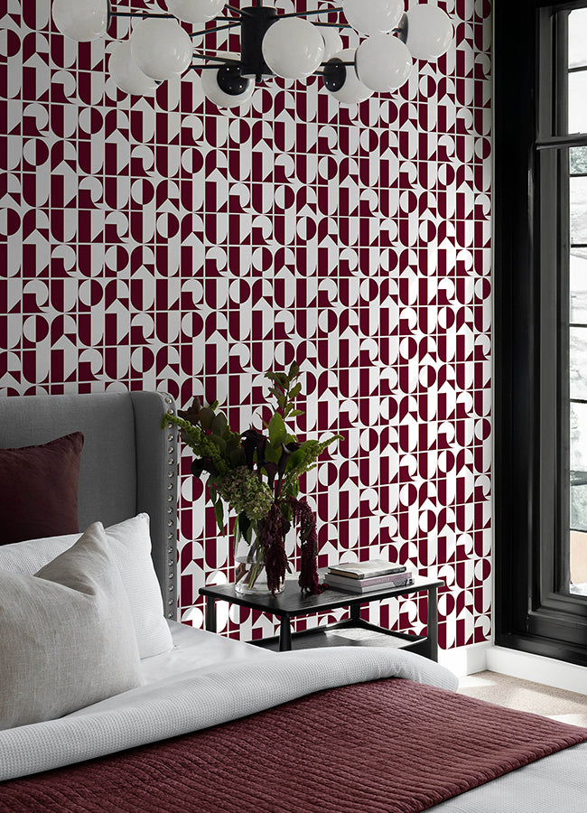 RuDeco Oxblood Red Peel and Stick Wallpaper - Brewster Wallcovering