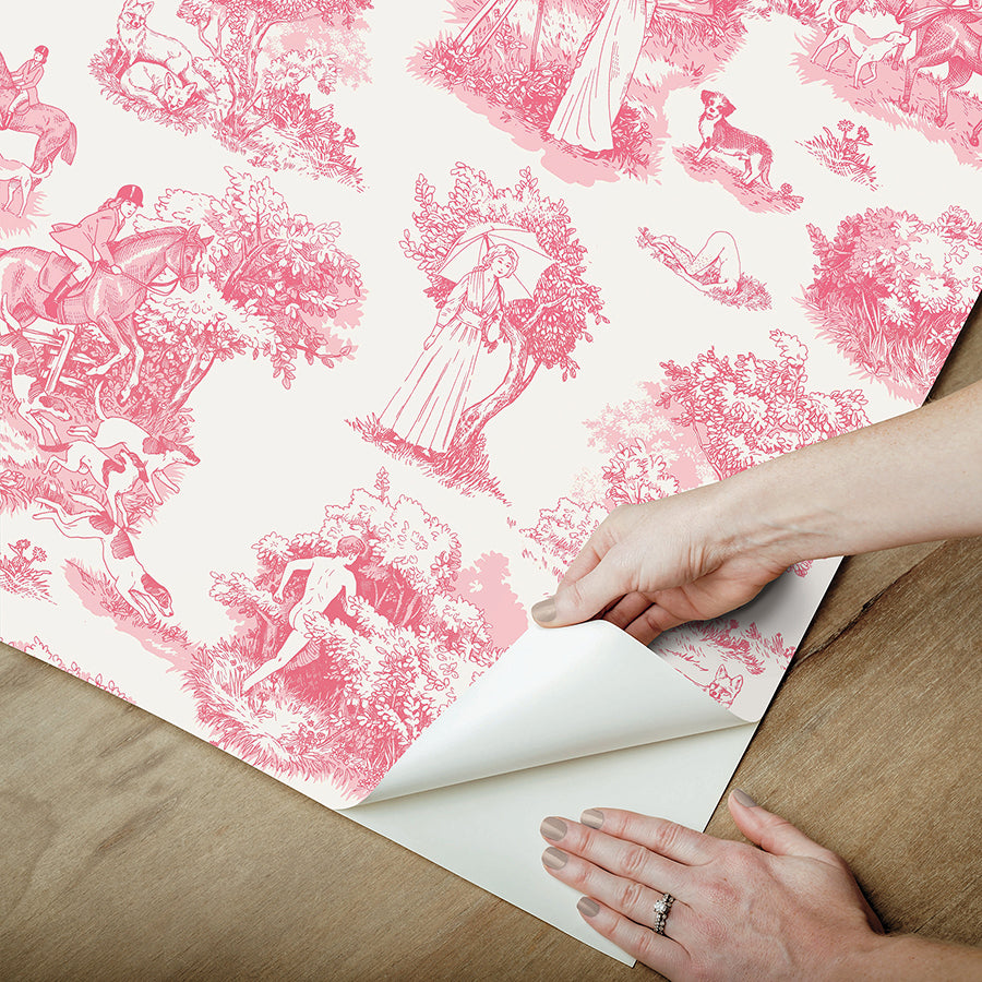 Pink The Chase Peel and Stick Wallpaper - Brewster Wallcovering