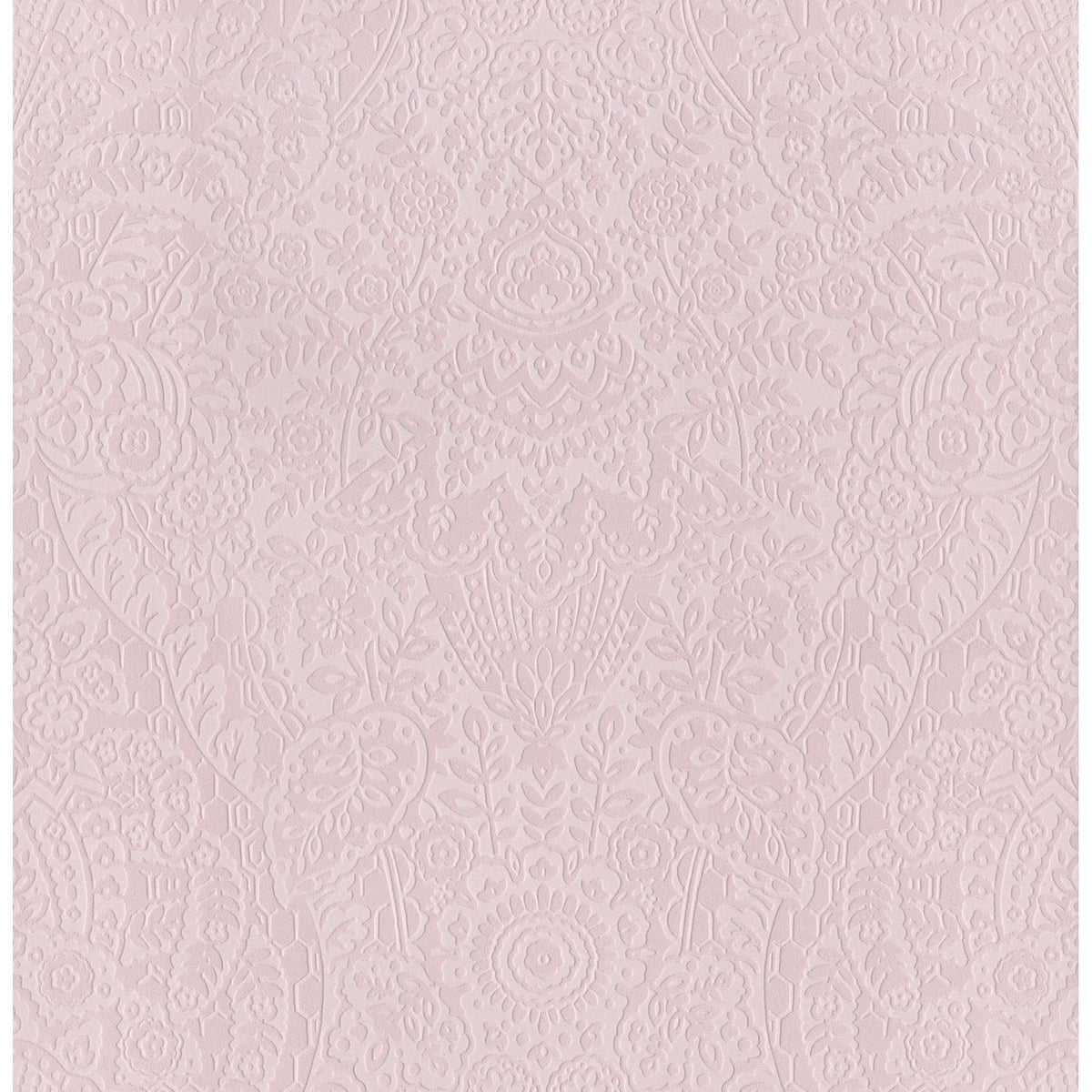 Picture of Maris Pink Flock Damask Wallpaper