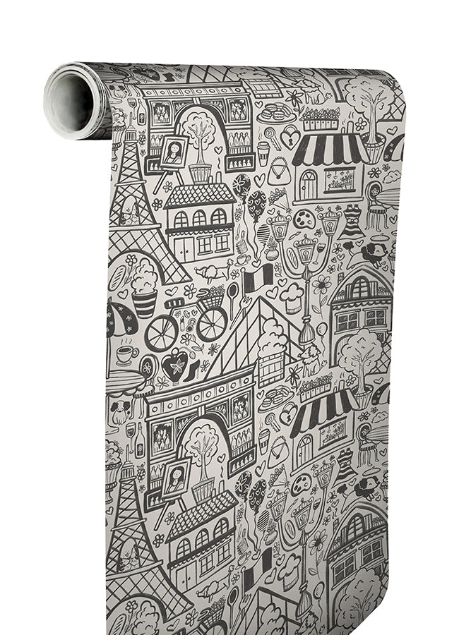 Oui Paris Charcoal Peel and Stick Wallpaper - Brewster Wallcovering