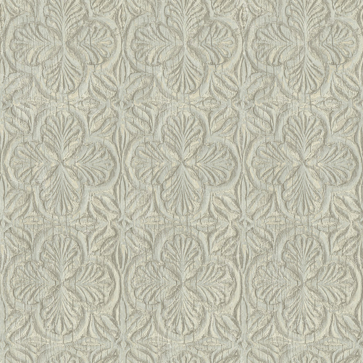 Picture of Karachi Light Blue Wooden Damask Wallpaper