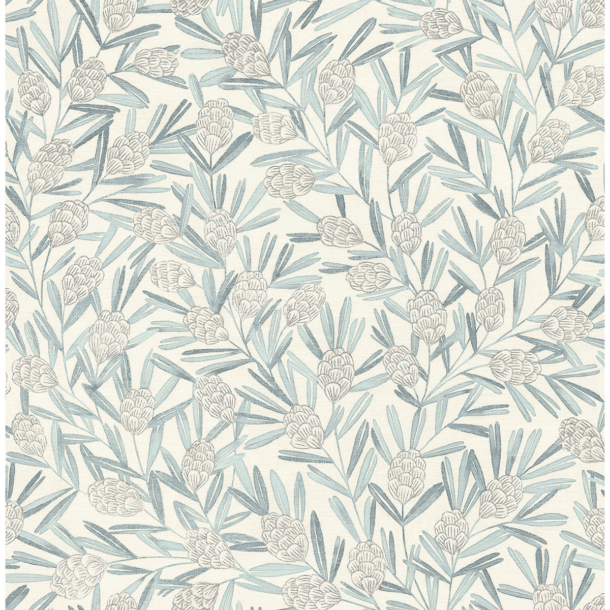 Picture of Zulma Blue Decorative Botanical Wallpaper